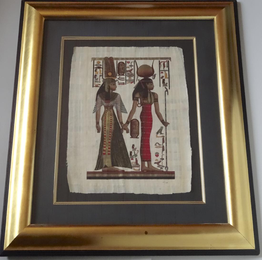 Egyptian Papyrus Signed Polychrome Painting Nicely (1 of 7)