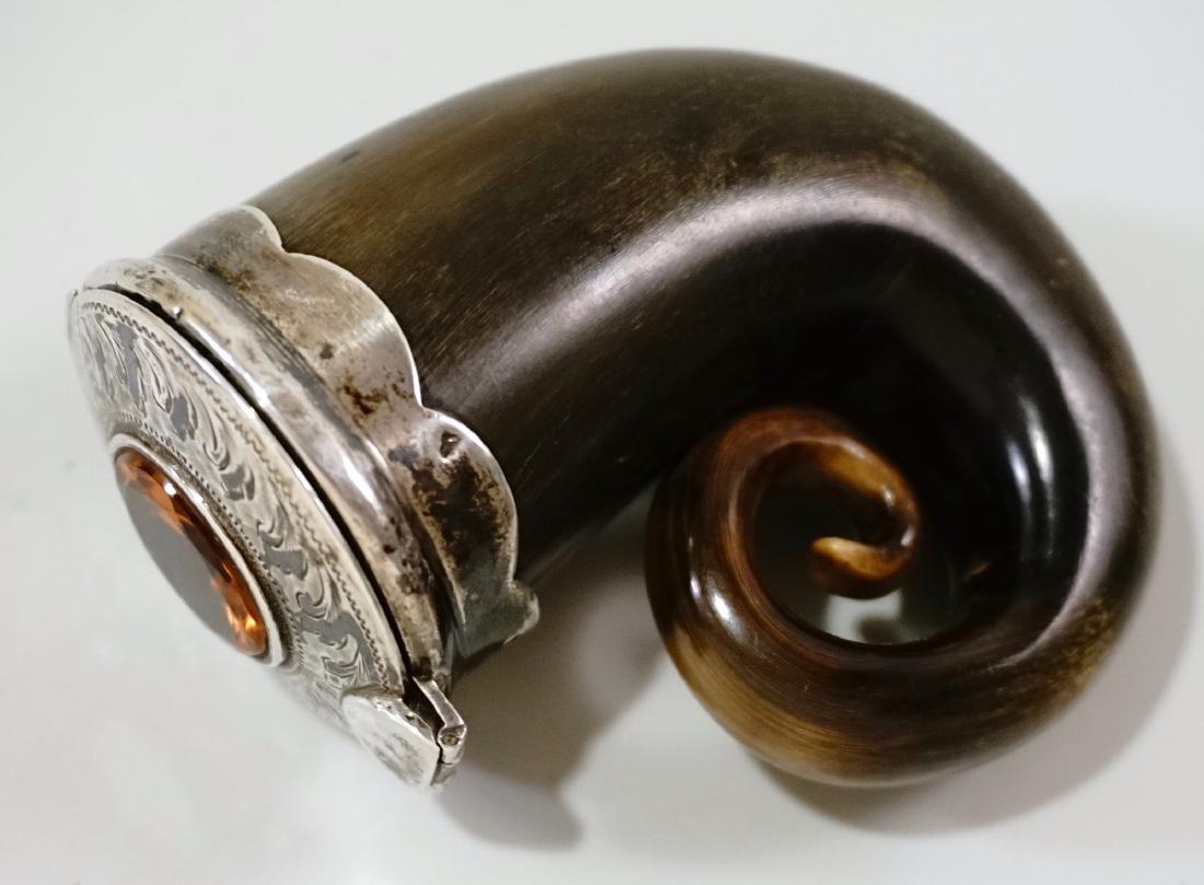 Scottish Snuff Mull Ram Horn Jewel Mounted Silver (1 of 11)