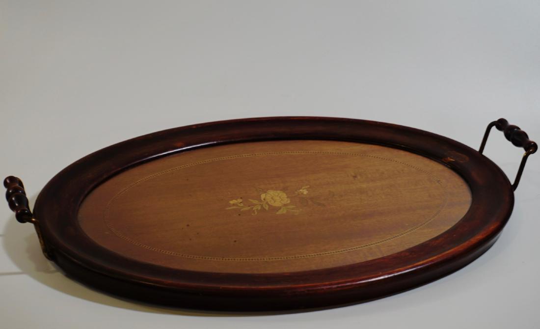 English Edwardian Inlaid Wood Serving Tray (1 of 4)