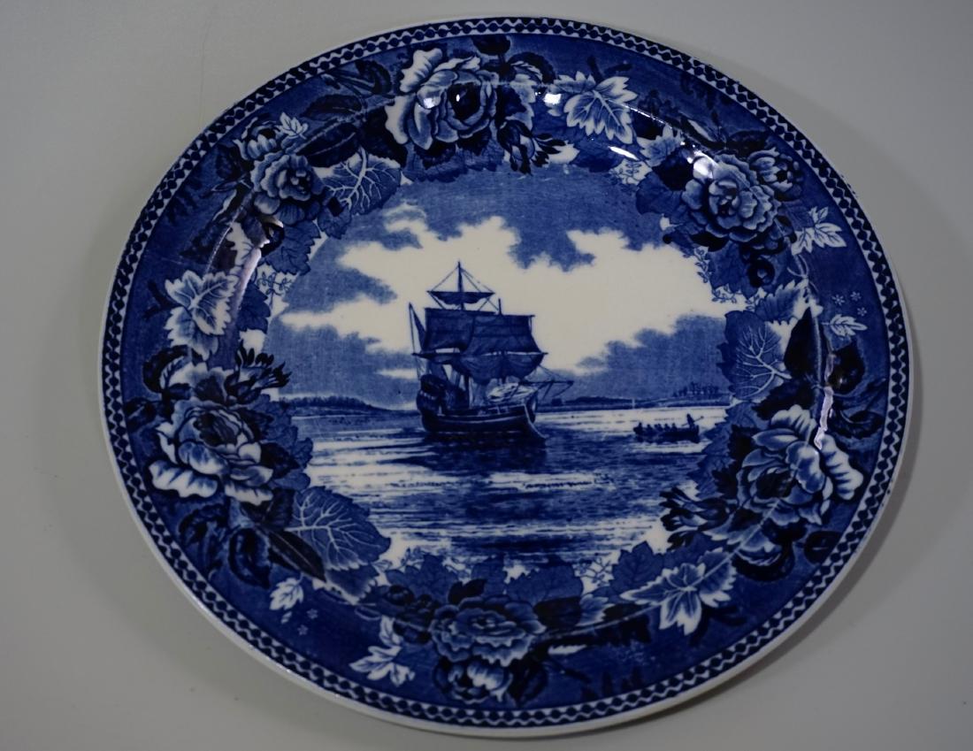 Antique Etruria Mayflower In Plymouth Harbor Blue (1 of 5)