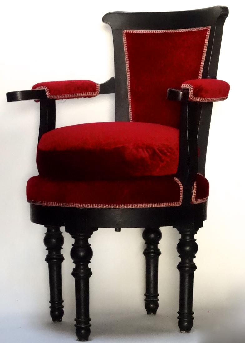 Victorian Barber Arm Chair On Round Base Upholstered Sep