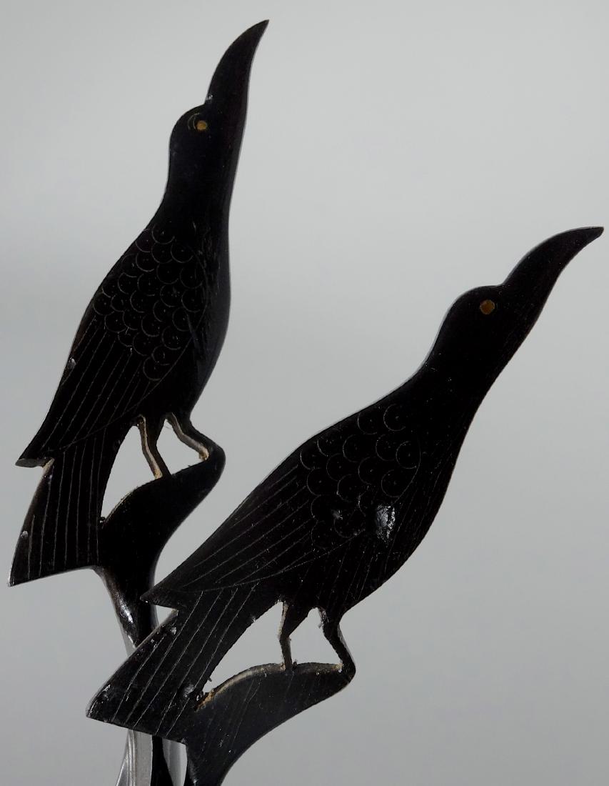 Antique Carved Crow Handle Salad Spoon Set (1 of 8)