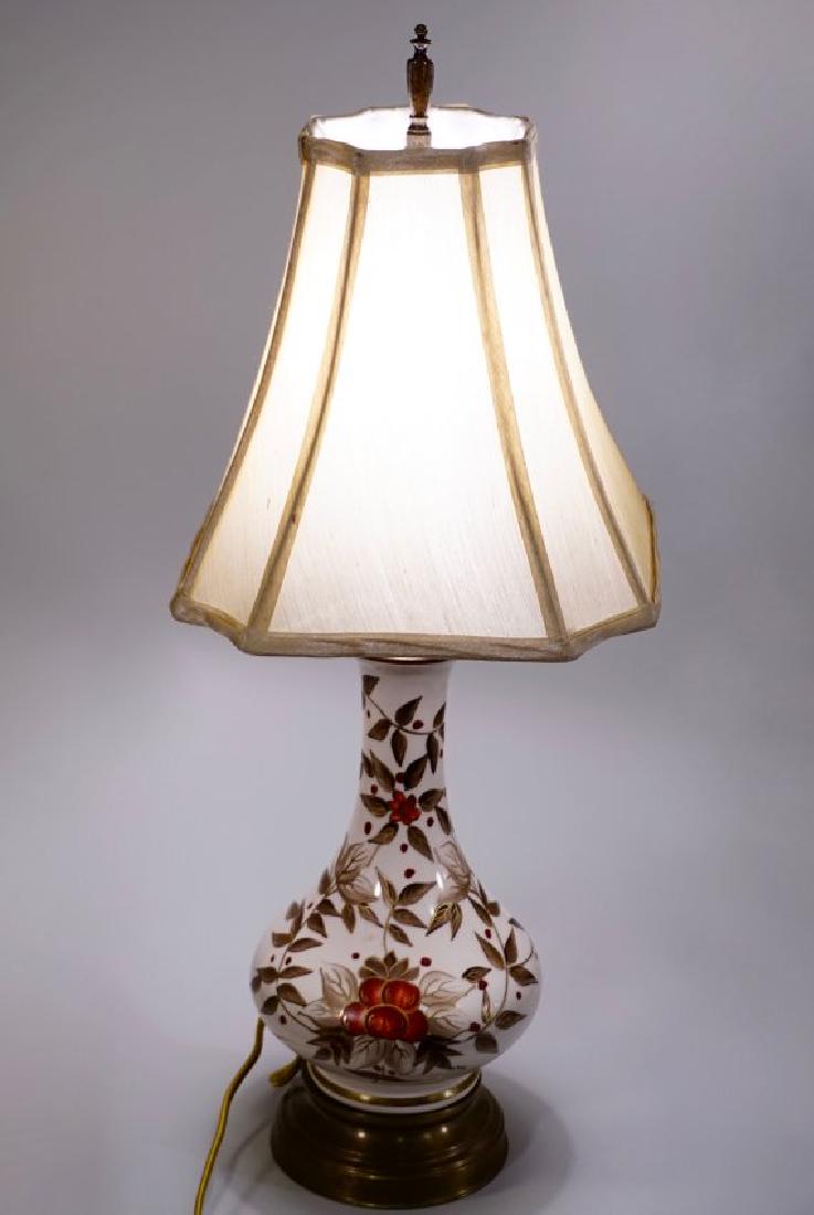Hand Painted Vintage Ceramic Table Lamp Refurbished and: Hand Painted Vintage Ceramic Table Lamp Refurbished and Rewired Approximately 22 3/4 inches tall overall, 11 7/8 inches up to the socket, on 5 inches in diameter base.