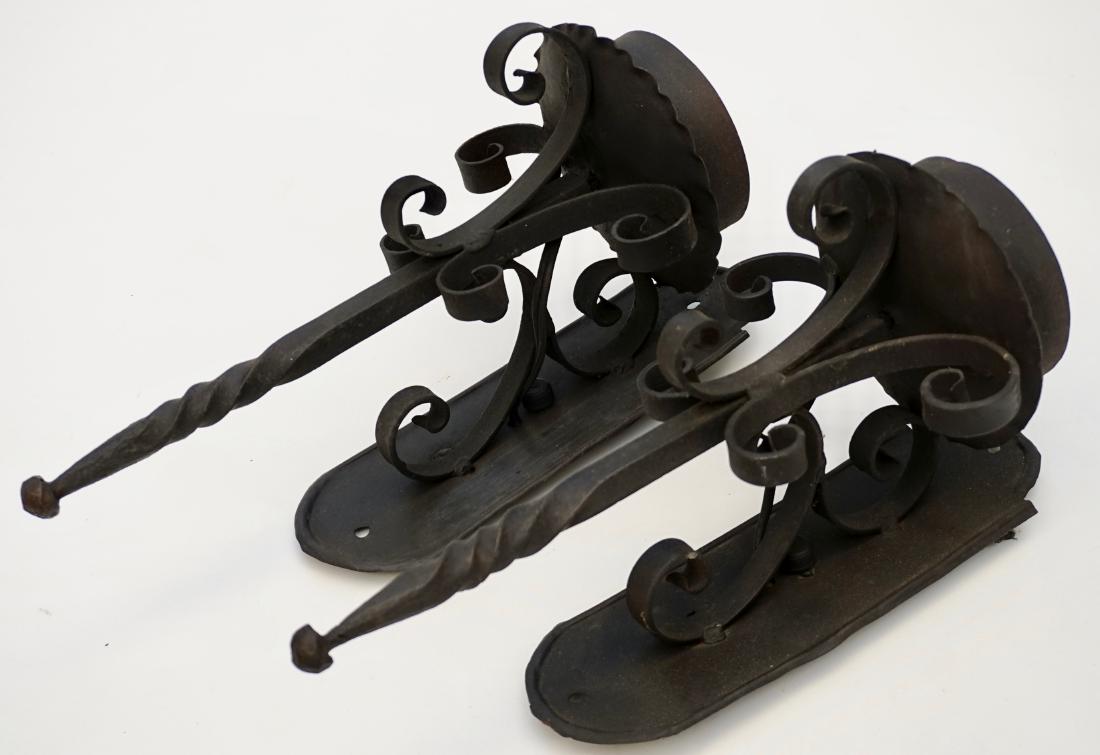 Pair Wrought Iron Outdoor Wall Sconces Lot of 2 (1 of 12)