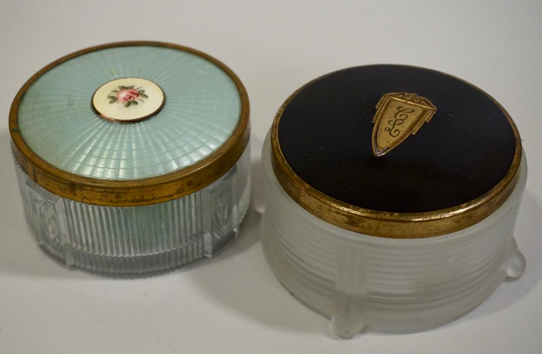 Vintage Art Deco Vanity Powder Box Lot of Two Round (1 of 5)
