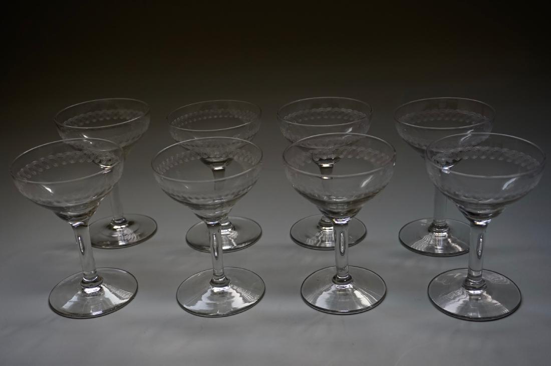Needle Etched Sherry Glasses Vintage Stemware Lot of 8 (1 of 5)