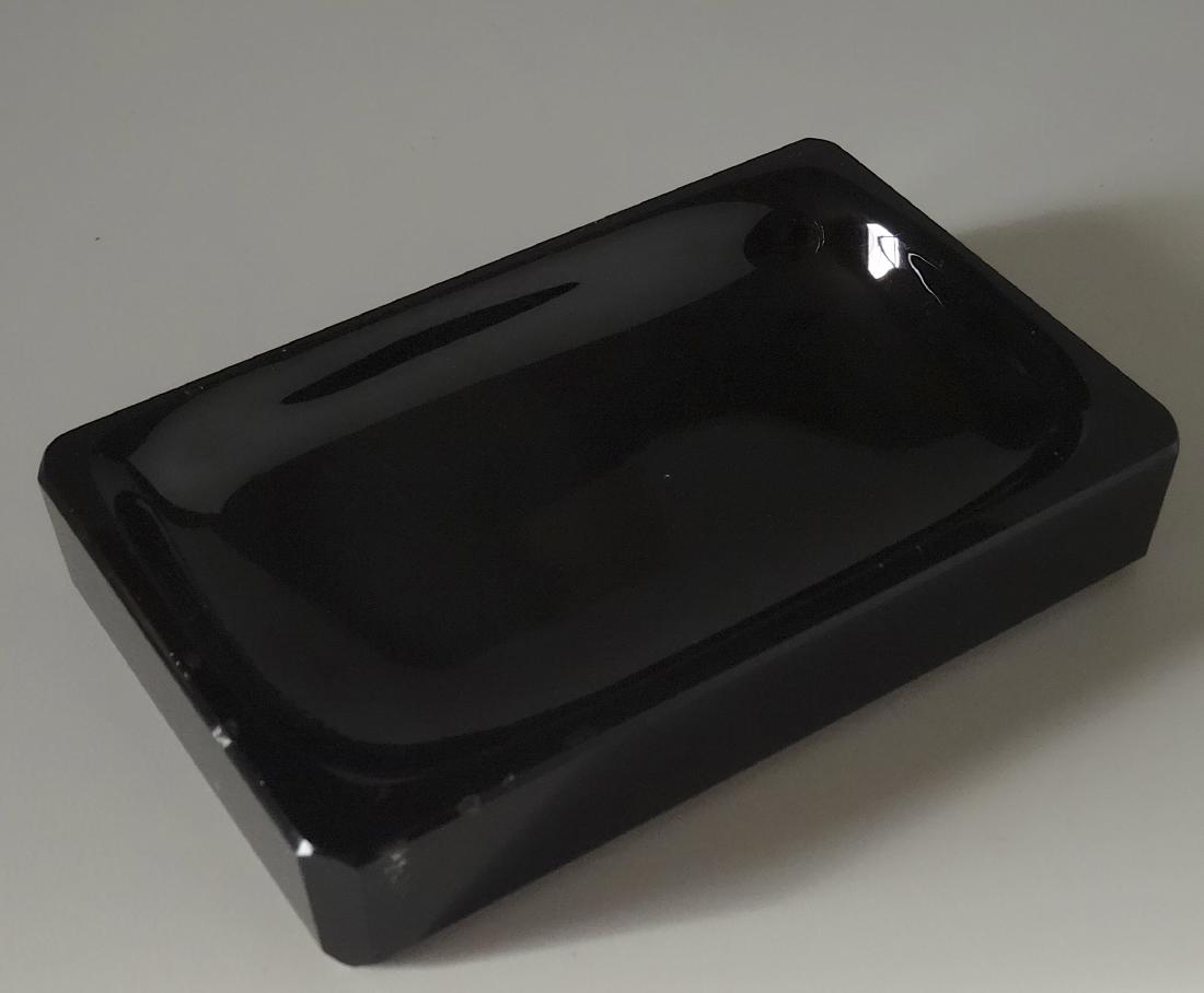 Unique Art Deco Rare Black Jet Art Glass Vanity Pin Tra: Unique Art Deco Rare Black Jet Art Glass Vanity Pin Tray Approximately 2 5/8 x 4 3 /16 x 3/4 inches.