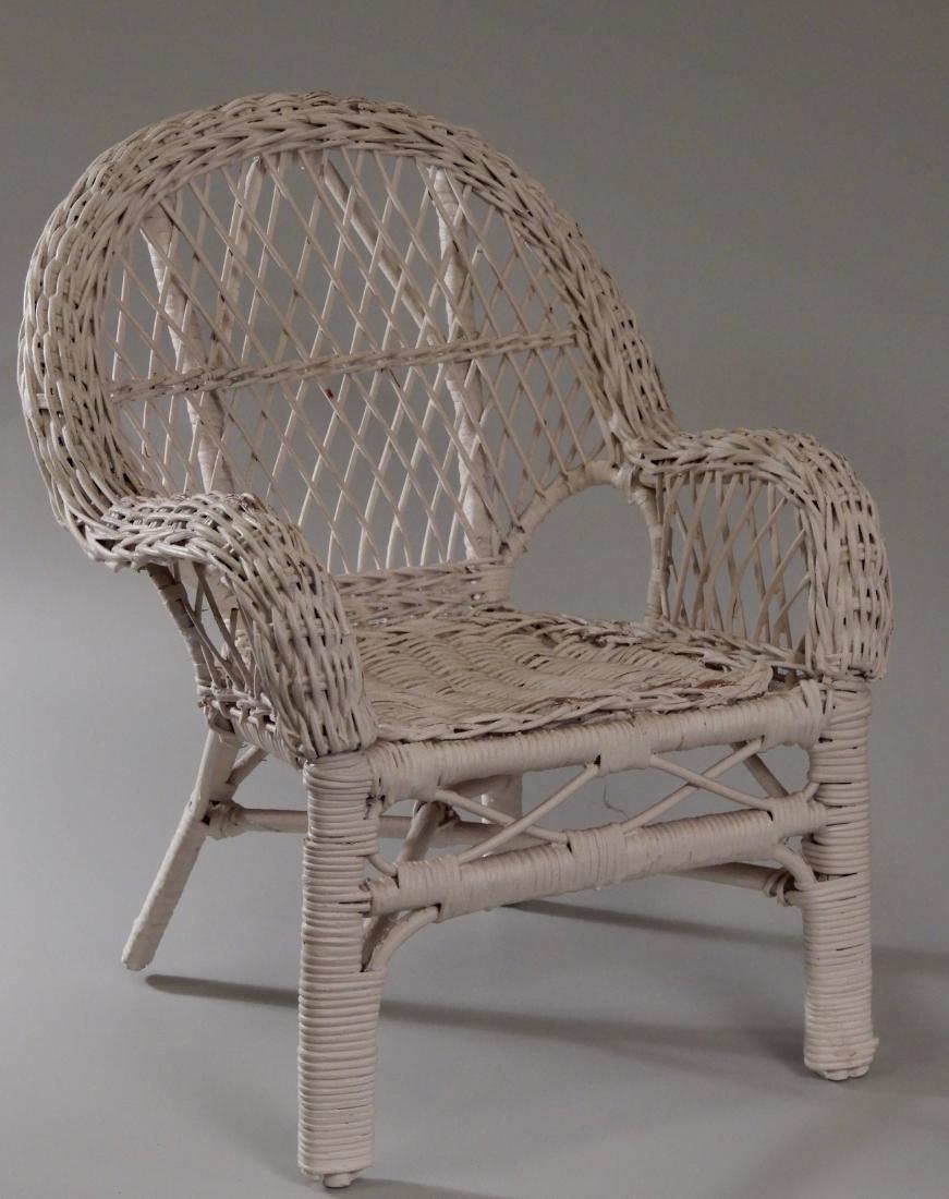 White Painted Miniature Wicker Chair Doll Store Display (1 of 4)