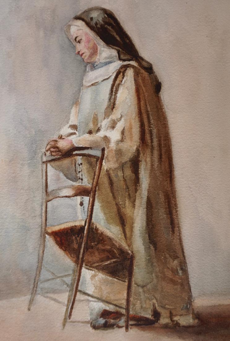 Antique Nun Watercolor Portrait Painting: Antique Nun Watercolor Portrait Painting Approximately 20 x 14 inches without the margin.