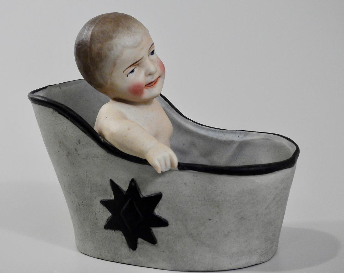 Antique German Bisque Porcelain Bathing Baby Bath Tub (1 of 5)