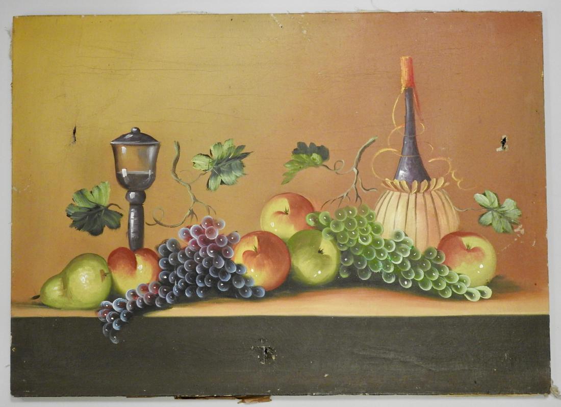 Primitive Fruits Vintage Oil on Canvas Painting (1 of 3)