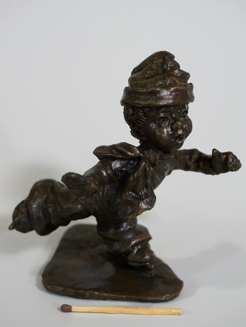 Mid Century Ice Skater Figurine Signed Bronze Miniature (1 of 7)