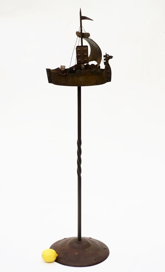 Art Craft Wrought Iron Smoking Stand Viking Ship (1 of 9)
