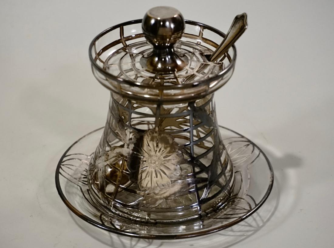 Art Nouveau Silver Overlay Jam Sugar Jar Sterling Ladle (1 of 10)