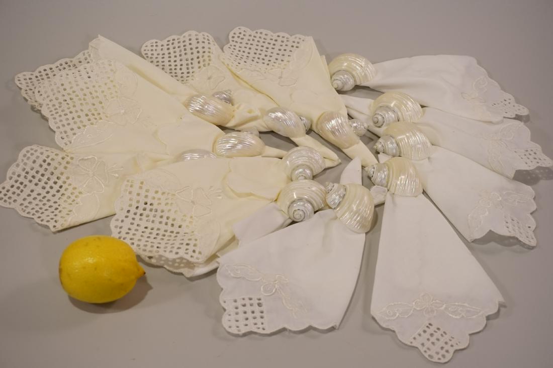 Nacre Mop Shell Napkin Ring and Napkins Lot of 12 2 (1 of 4)