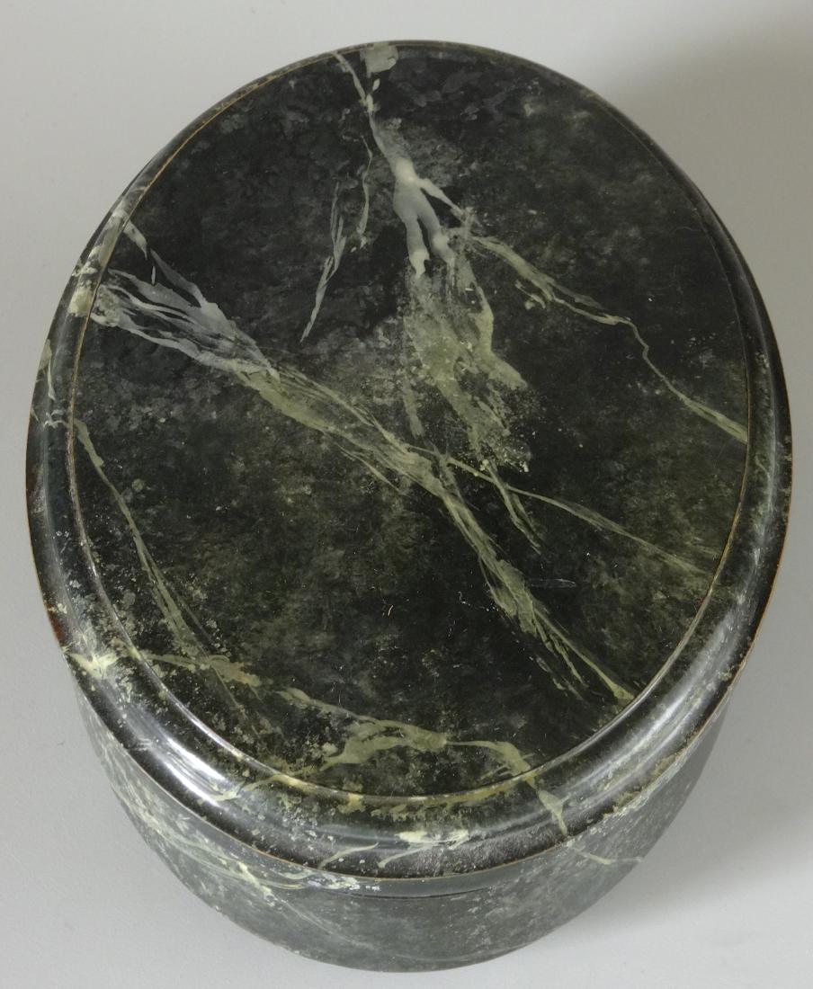 Vintage Faux Painted Green Marble Oval Trinket Box (1 of 4)