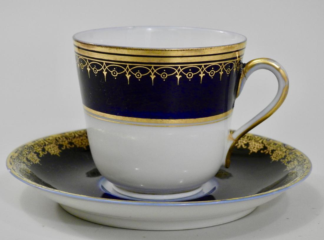 Wien Cobalt Porcelain Ernst Wahliss Cup Matching Jp: Wien Cobalt Porcelain Ernst Wahliss Cup Matching Jp Limoges Saucer Cup is approximately 2 3/4 inches tall and 3 inches in diameter; saucer is 5 7/16 inches in diameter.