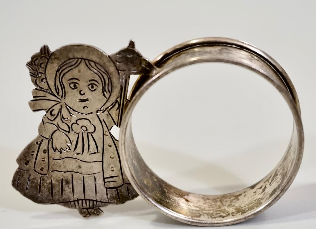 Sterling Silver Parasol Girl Napkin Ring Signed Sara (1 of 7)