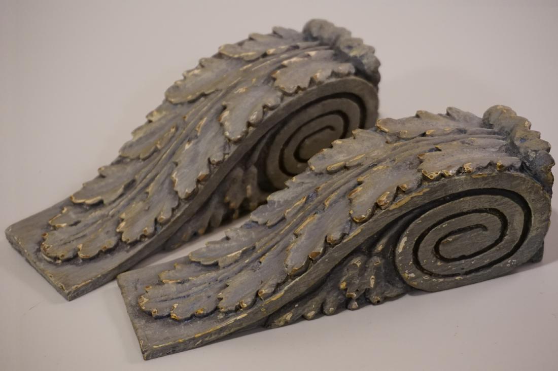 Pair Grey Painted Ornate Corbels Shelf Brackets (1 of 6)