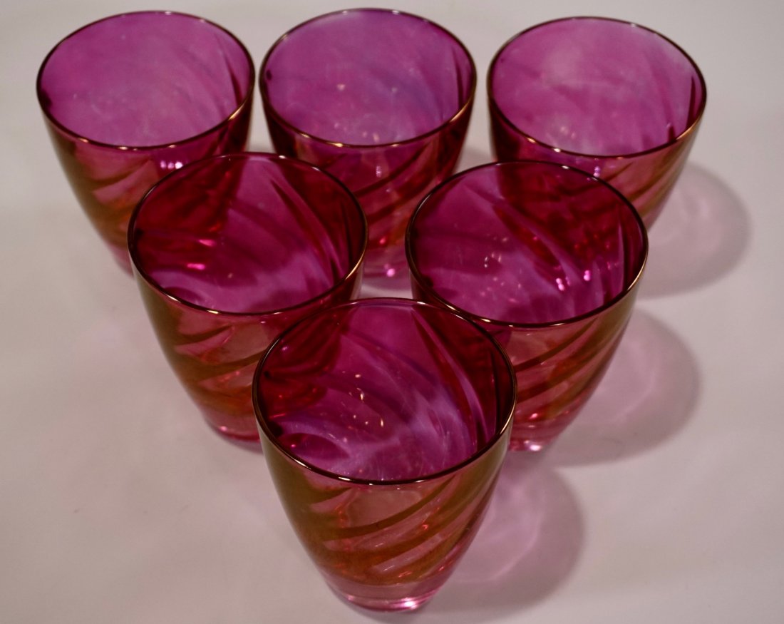 Mid Century Ruby Flashed Vintage Glass Twisted Molded D (1 of 6)