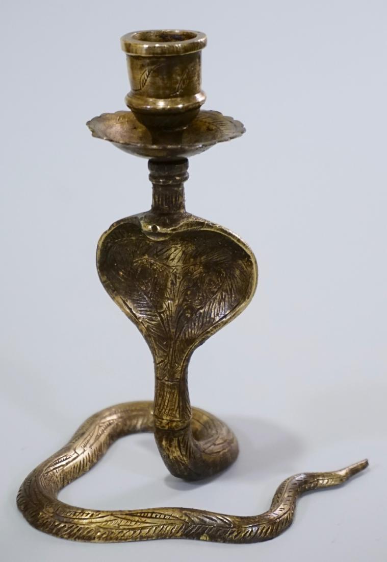 Cobra Chiseled Brass Snake Candlestick Indian Candle (1 of 7)