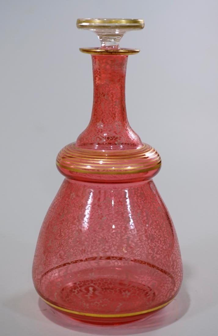 Antique Cranberry Lace Decanter Fine Bohemian Art Glass (1 of 8)