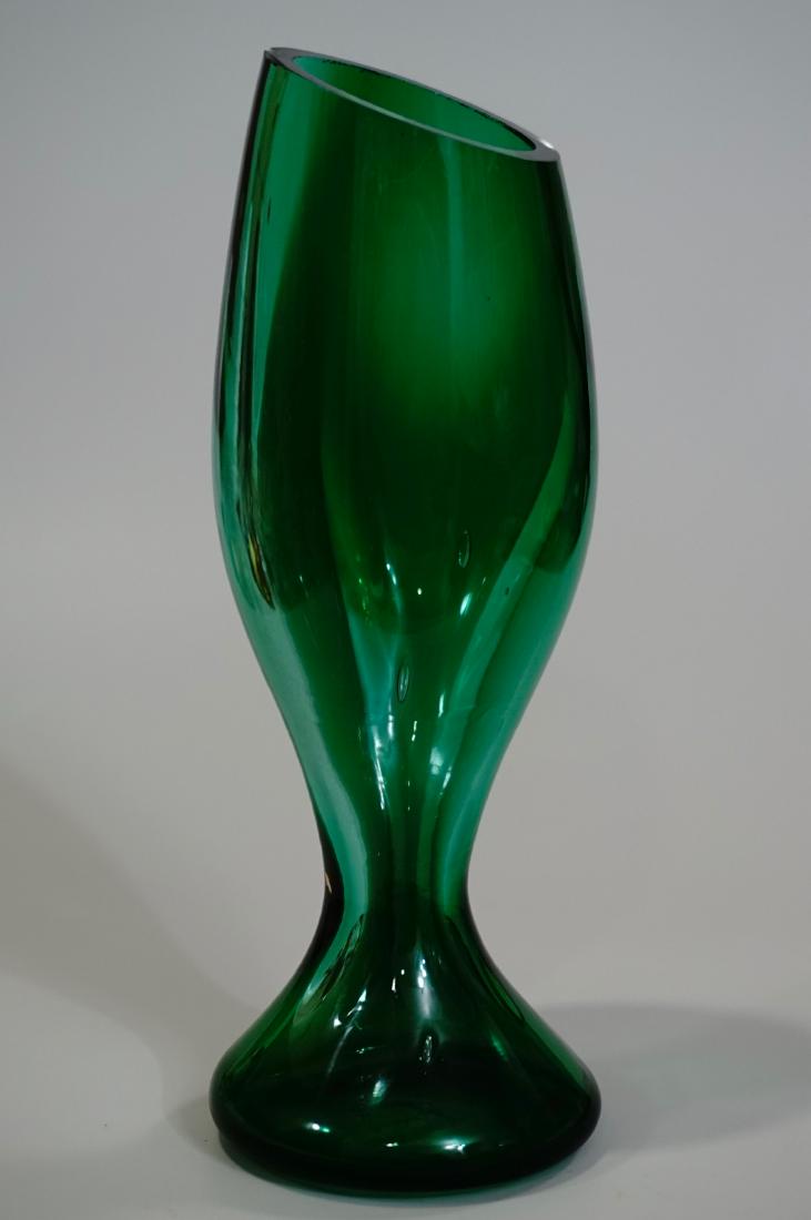 Vintage Mid Century Green Art Glass Vase Blown Pontil: Vintage Mid Century Green Art Glass Vase Blown Pontil Approximately 10 1/16 inches.