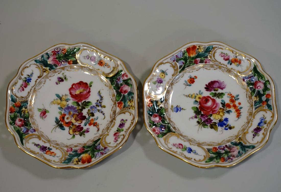 Pair Vintage German Reticulated Porcelain Plate Bowl (1 of 6)