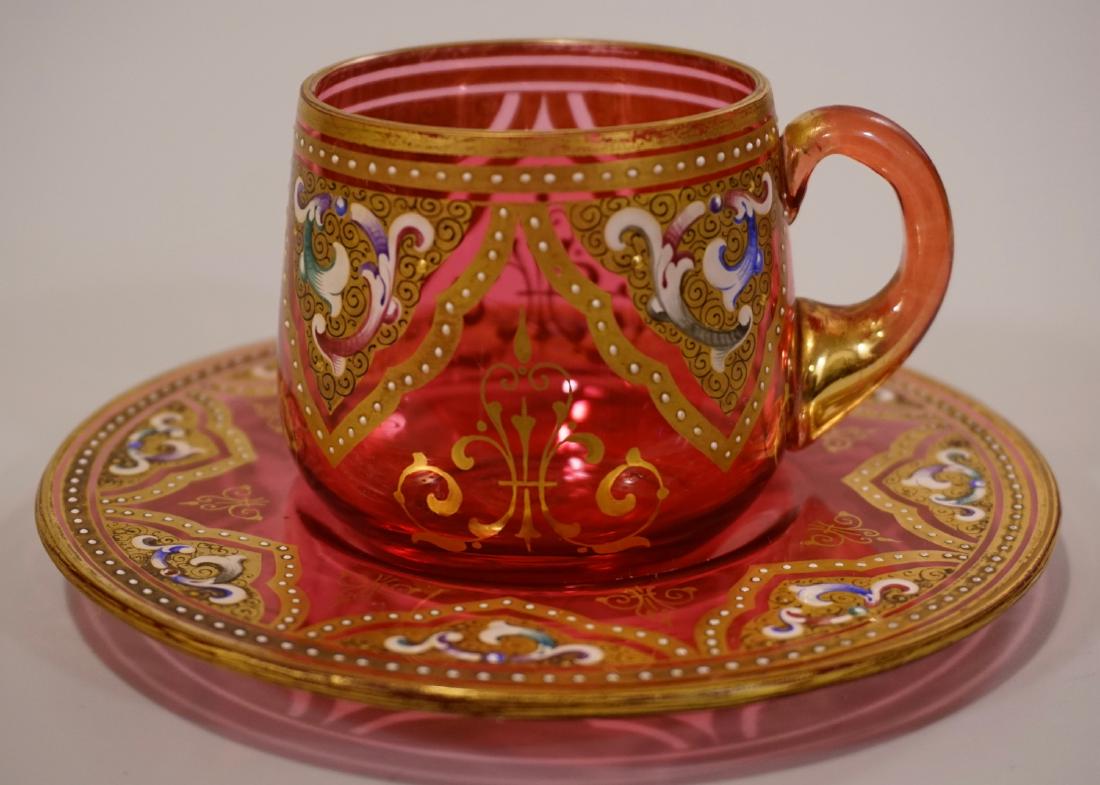 Antique Moser Gilt Enamel Cranberry Glass Bohemian Hand (1 of 11)