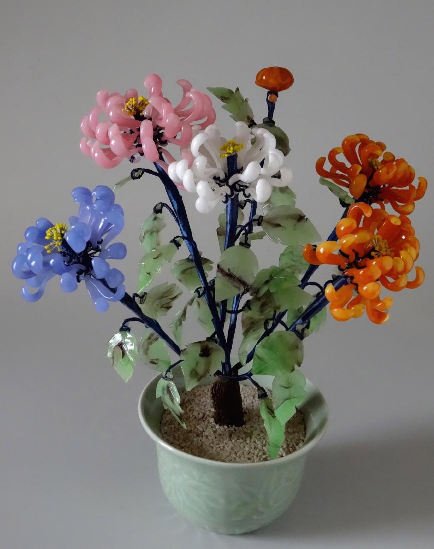 Chinese Glass Chrysanthemum Jewel Bonsai Flower Tree (1 of 6)