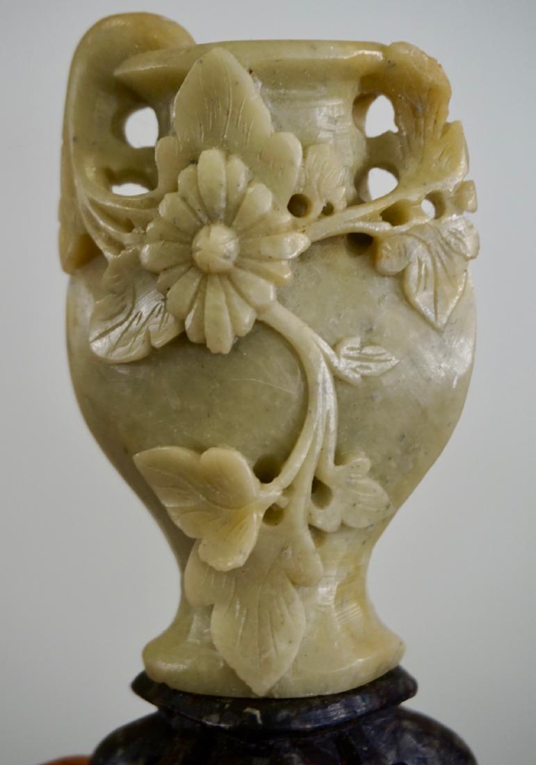 Chinese Soapstone Vase Carving on Carved Stand (1 of 6)