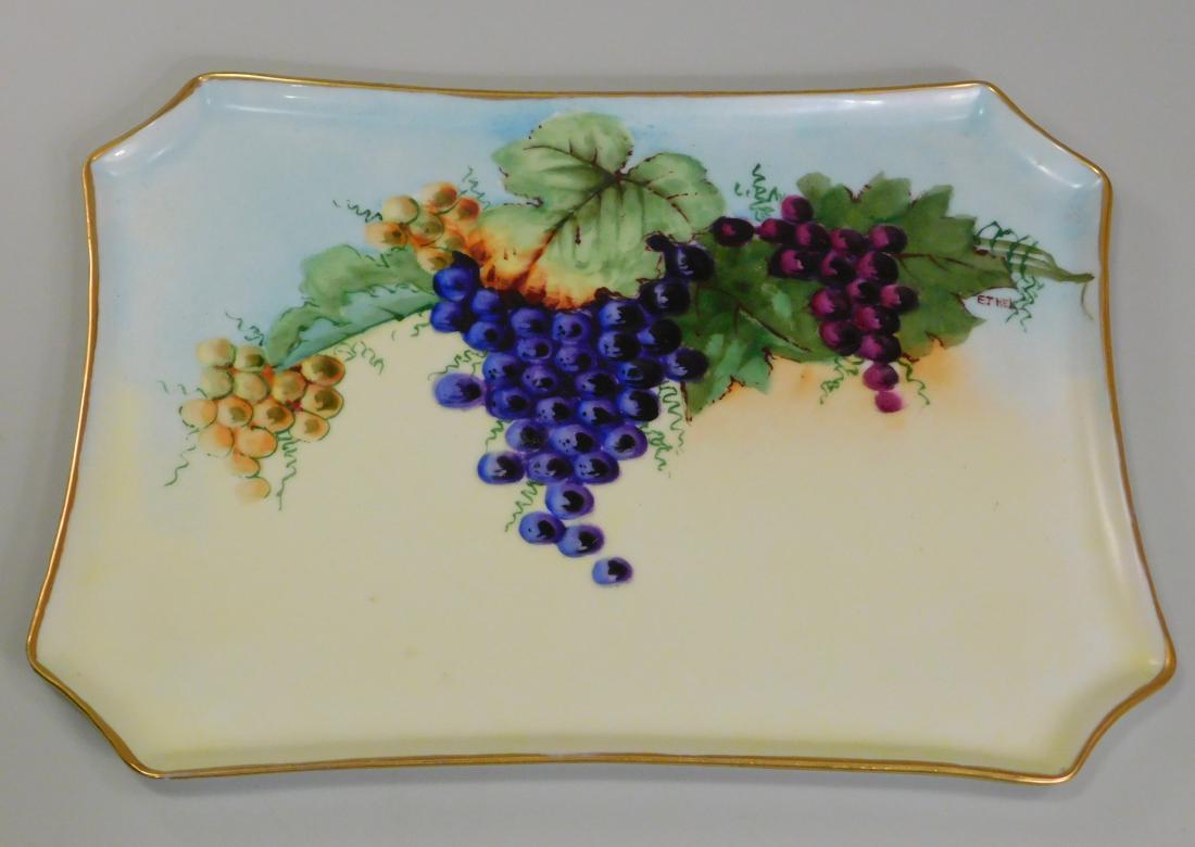 Bavarian Porcelain Tray Hand Painted Grapes: Bavarian Porcelain Tray Hand Painted Grapes Approximately 10 5/8 x 8 1/8 inches.