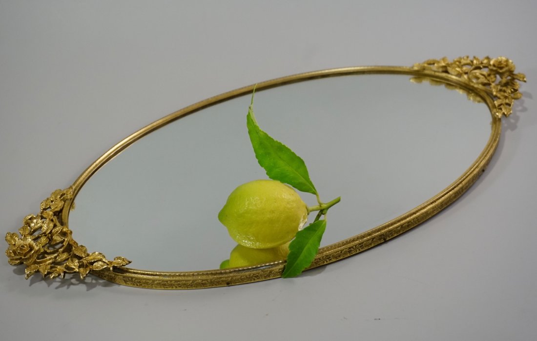 Vanity Mirrored Plateau Perfume Tray Gold Roses (1 of 6)