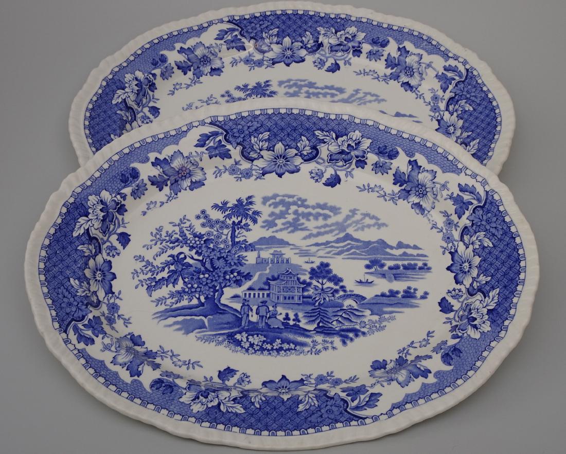Seaforth Blue Willow Platter Woods Burslem England Lot (1 of 6)