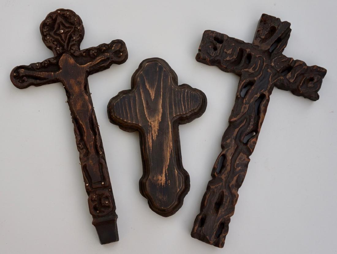 Carved Wood Vintage Gothic Cross Crucifix Folk Carving (1 of 8)