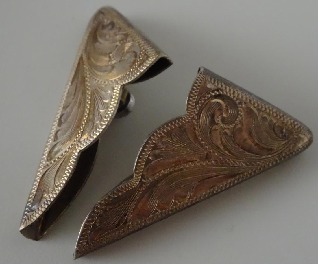 Vintage Mexico Sterling Cowboy Shirt Collar Tips (1 of 5)
