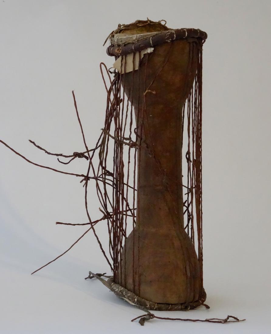 Antique African Ethnic Drum Carved Wood and Leather (1 of 6)
