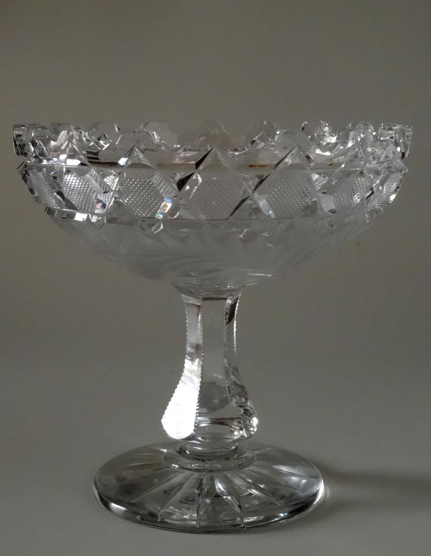 Vintage Cut Glass Pedestal Bowl on Stand Compote: Vintage Cut Glass Pedestal Bowl on Stand Compote Approximately 5 15/16 inches x 5 15/16 inches.