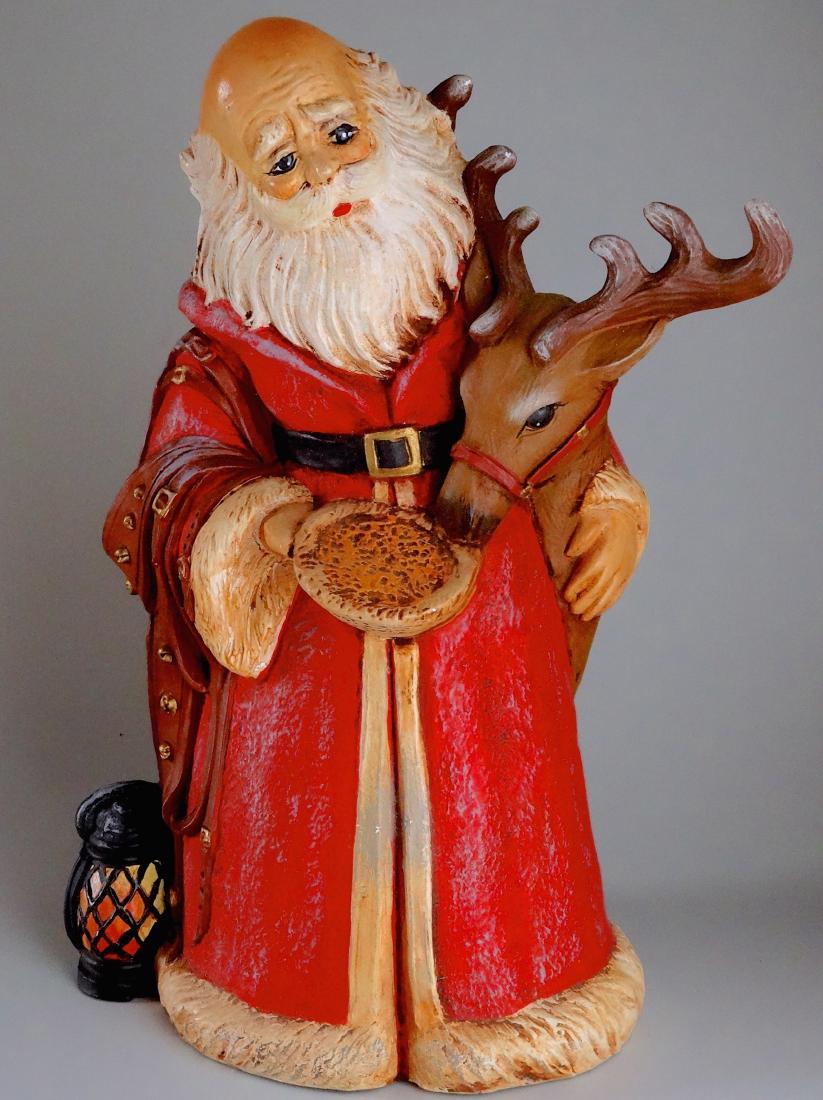 Vintage Hand Painted Santa and Deer Figurine Christmas (1 of 6)