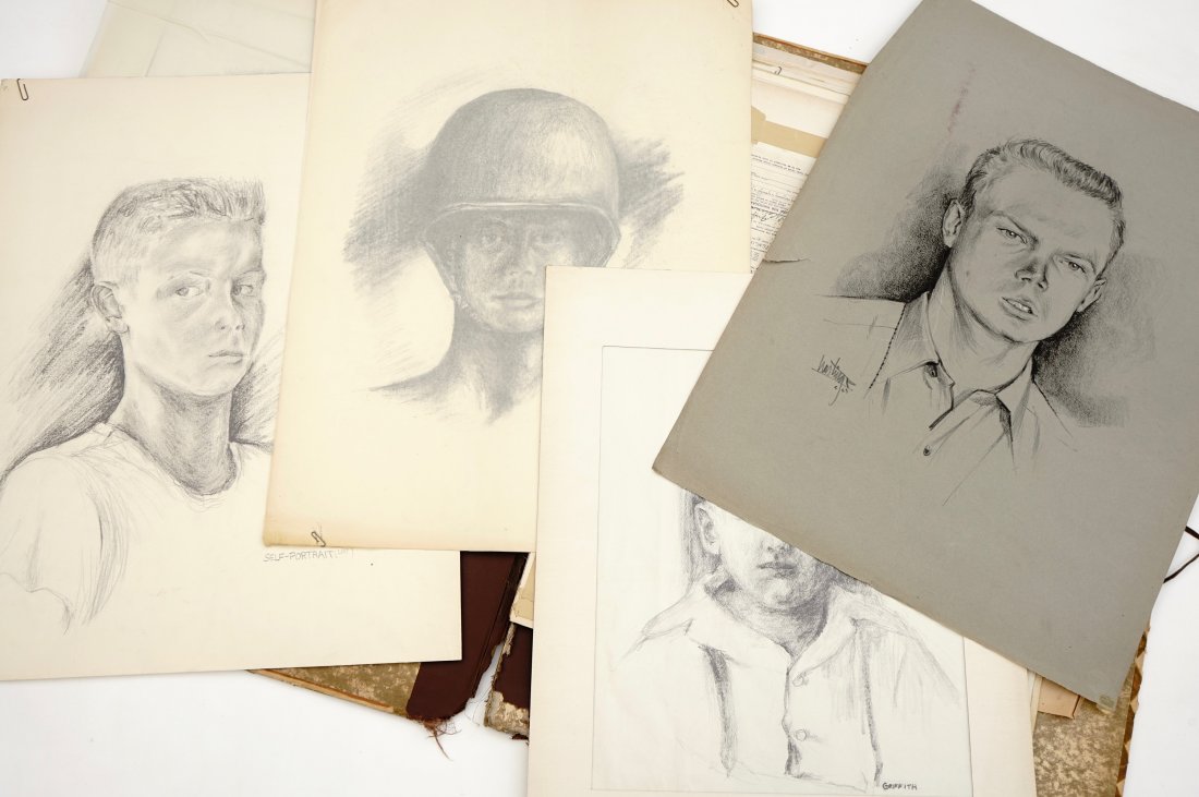 Sketches Drawings 1940-1950 Vintage Portrait Portfolio (1 of 6)