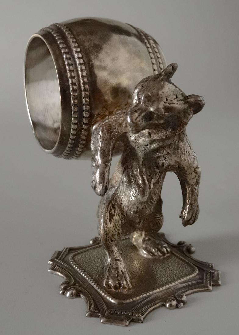 Bear with Barrel Silver Plated Napkin Ring (1 of 6)