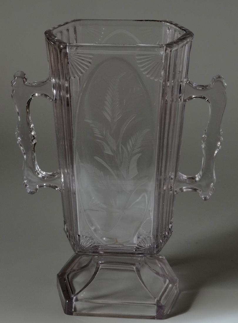 Vintage EAPG Heisey Art Deco Clear Cut Fern Glass Vase (1 of 9)