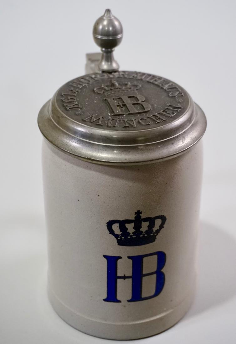 HB Stein Heavy Pewter Lid German Stoneware Beer Stein (1 of 8)