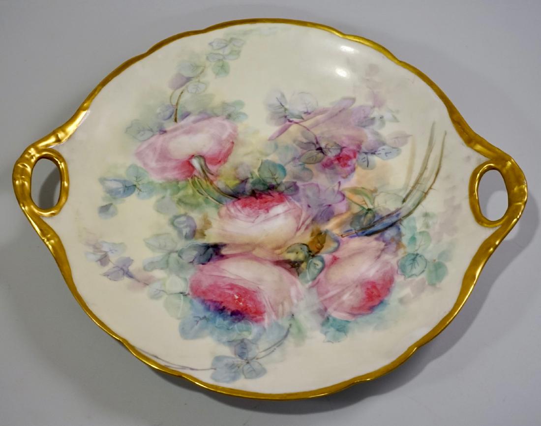Limoges Platter Roses Cake Plate Artist Signed Hand (1 of 6)