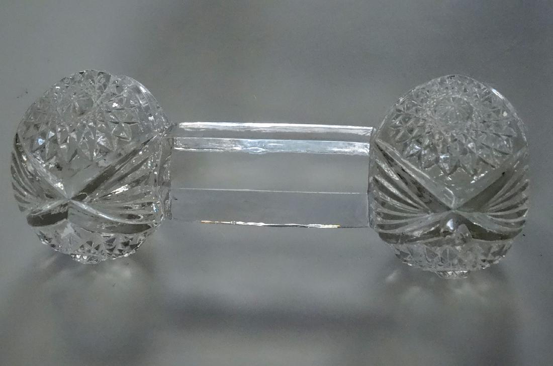 Pressed Glass EAPG Dumbbell Knife Rest: Pressed Glass EAPG Dumbbell Knife Rest Approximately 4 3/8 inches.