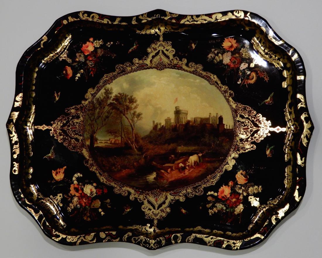 St James Palace Royal Collection Tin Tray Reproduction: St James Palace Royal Collection Tin Tray Reproduction From Victorian Papier Mache Approximately 22 1/8 x 17 1/4 inches.