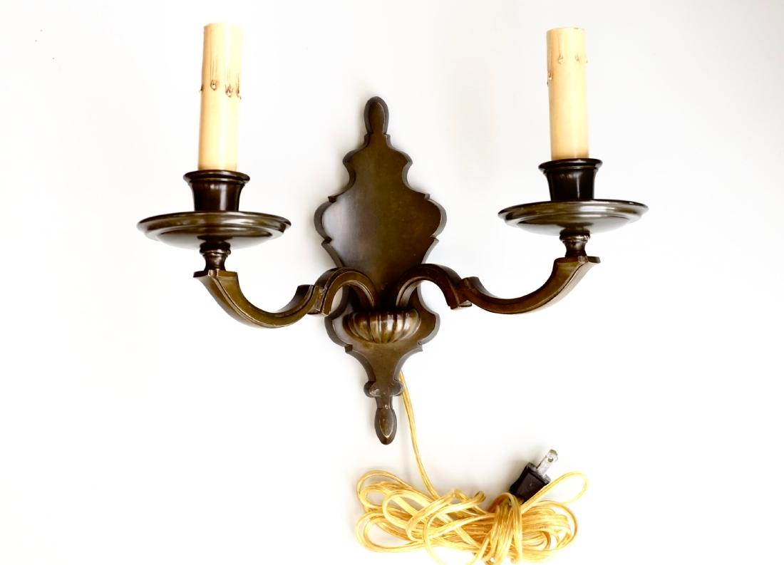 Vintage Bronze Two Candle Electric Wall Sconce