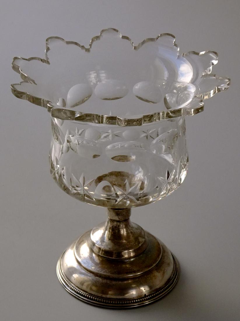 Antique Cut Glass Crystal Urn Vase On Silver Base Feb 26 2019