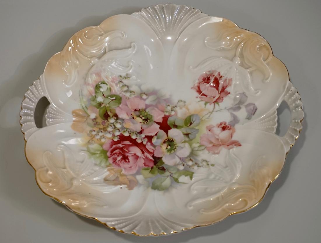 Porcelain Cake Platter Molded Plate Marked Germany Mold: Porcelain Cake Platter Molded Plate Marked Germany Mold 75 Approximately 10 11/16 x 10 9/16 inches.