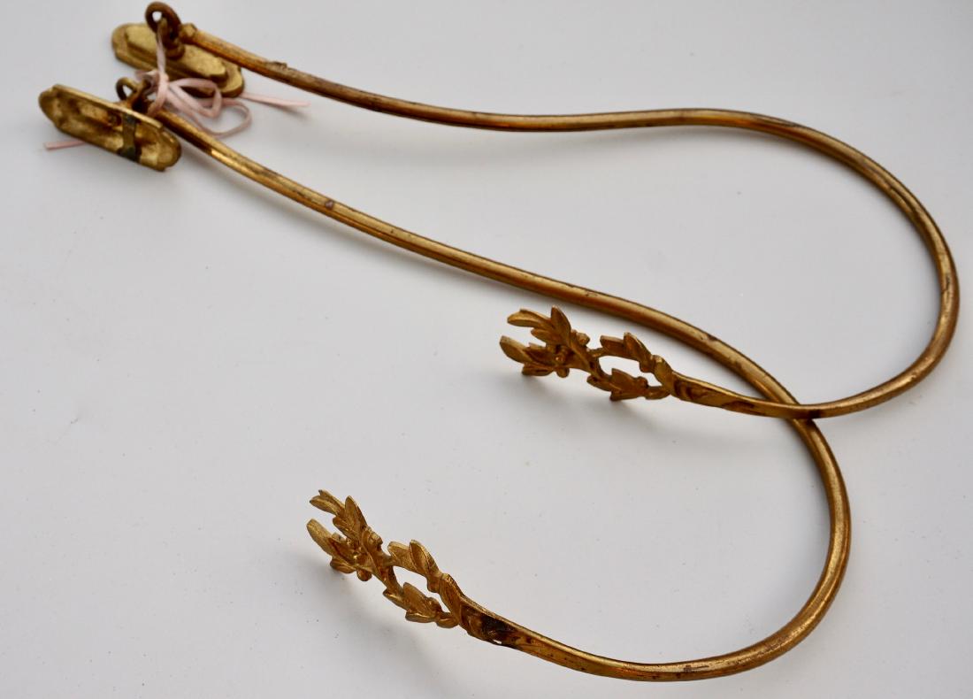 French Vintage Brass Drapery Tiebacks Pair Curtain Hook: French Vintage Brass Drapery Tiebacks Pair Curtain Hook Holdbacks 14 1/8 x 6 1/8 inches.